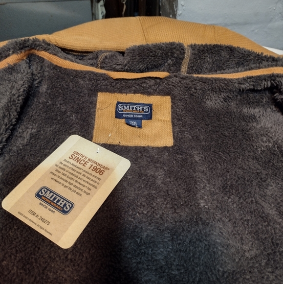 Smith's Workwear Easy Fit Clay Brown and Gray Sherpa-Bonded Thermal Knit Jacket - Picture 5 of 12